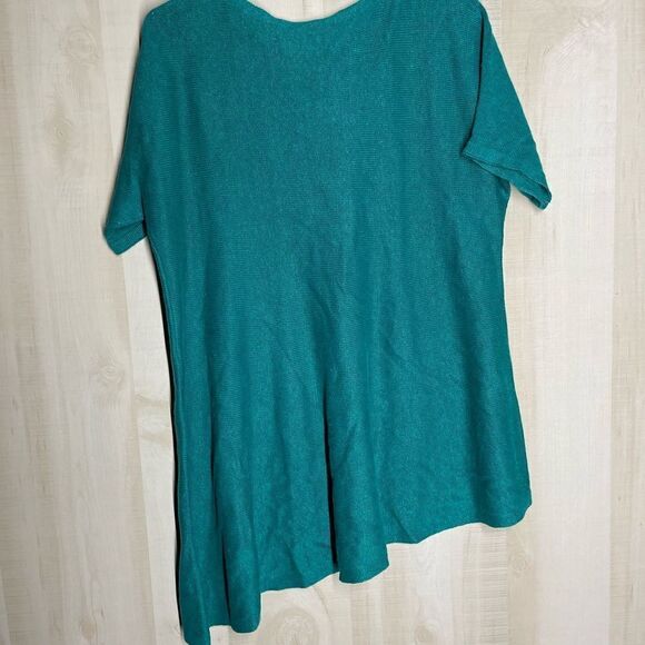 Eileen Fisher linen turquoise short sleeve‎ tunic top, size small - Picture 15 of 16